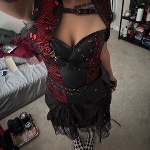 Charmaine Black and Red Skull Corset